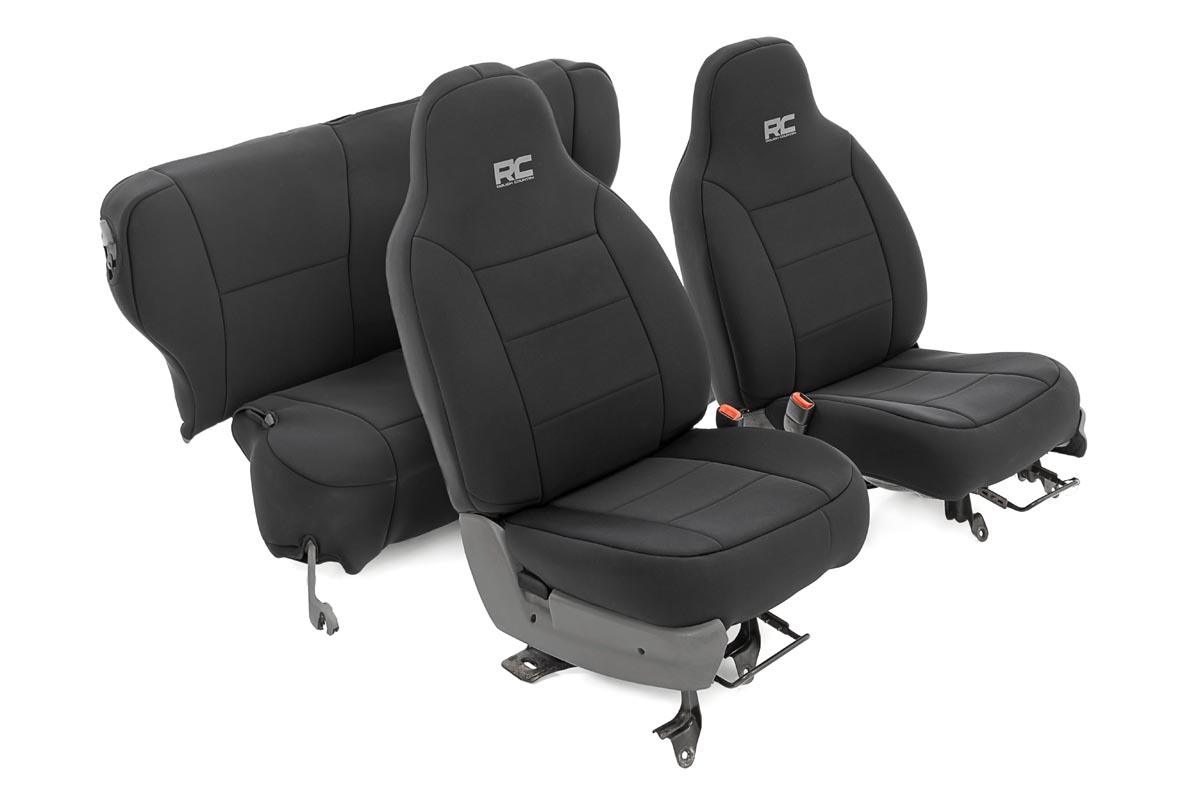 Jeep Cherokee Seat Covers - Rough Country - Neoprene, Non Detach Headrest Front and Rear - '85-'96